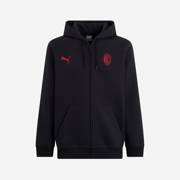 AC MILAN ESSENTIAL COLLECTION BLACK ZIPPED HOODIE