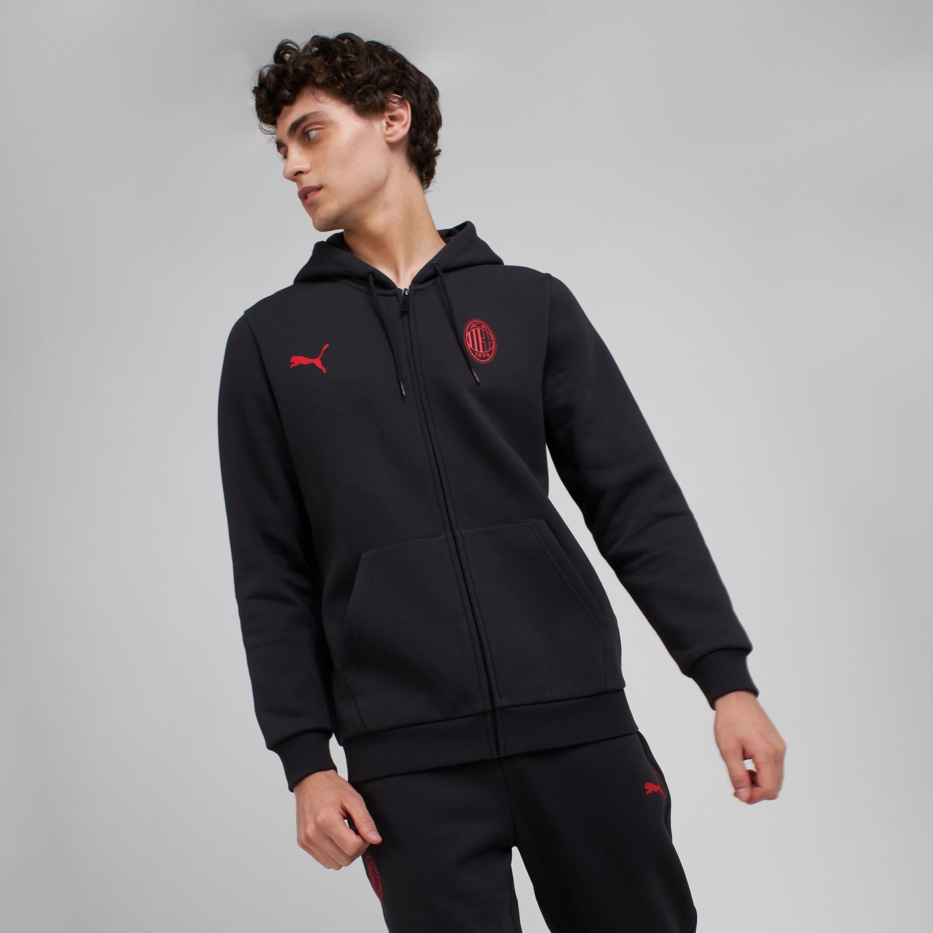 AC MILAN ESSENTIAL COLLECTION BLACK ZIPPED HOODIE