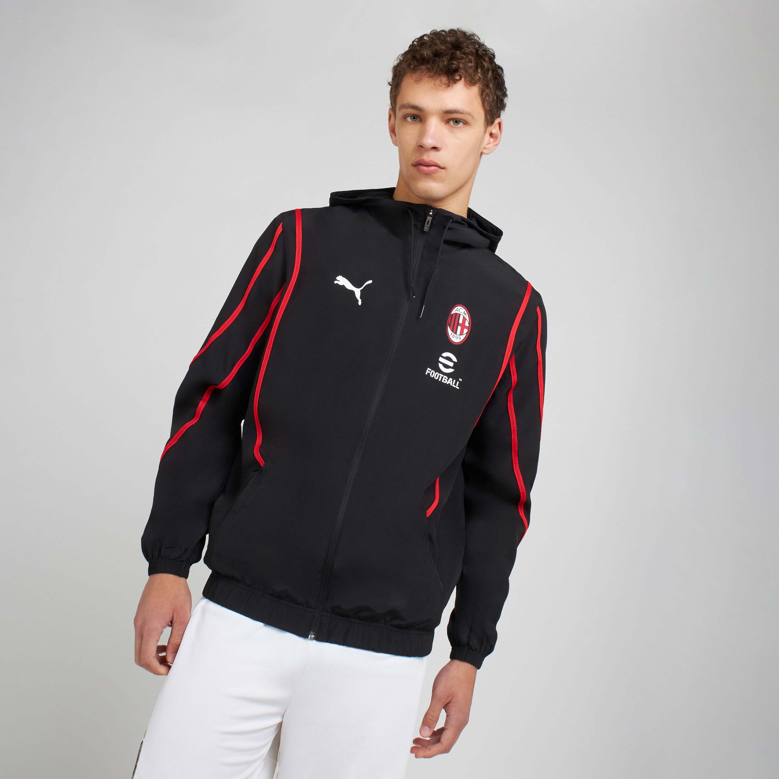 MILAN PREMATCH 2024/25 JACKET WITH ZIPPER AND HOOD