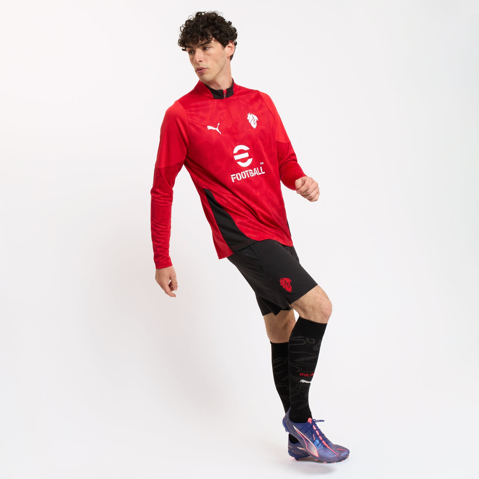 MILAN 1/4 ZIP LONG-SLEEVE TRAINING 2025/26 RED JERSEY | AC