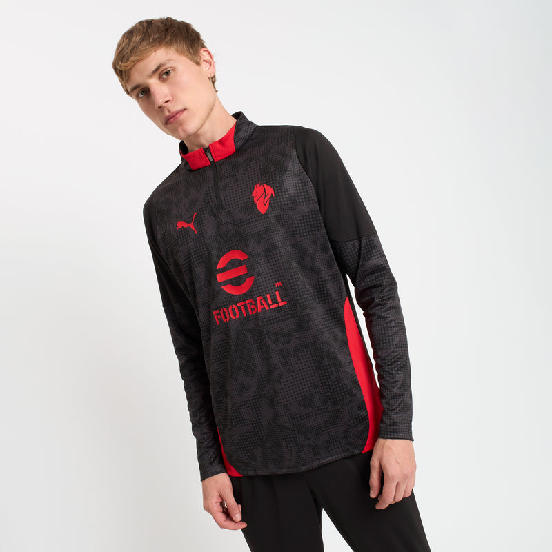 ウェア AC MILAN SWT TRAINING TOP L MILAN 1/4 ZIP LONG-SLEEVE TRAINING 2025/26 BLACK JERSEY | AC