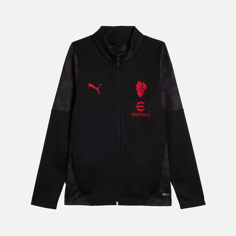 MILAN TRAINING 2025/26 KIDS' BLACK JACKET WITH ZIPPER AND POCKETS