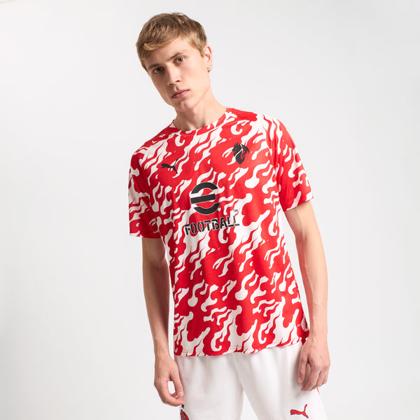 MILAN PREMATCH 2025/26 RED AND WHITE T-SHIRT