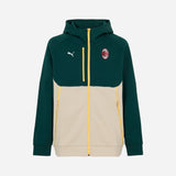 FELPA VERDE MILAN PUMATECH 2025/26 CON ZIP E CAPPUCCIO