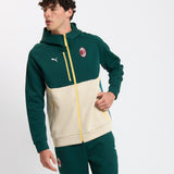 FELPA VERDE MILAN PUMATECH 2025/26 CON ZIP E CAPPUCCIO