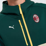 FELPA VERDE MILAN PUMATECH 2025/26 CON ZIP E CAPPUCCIO