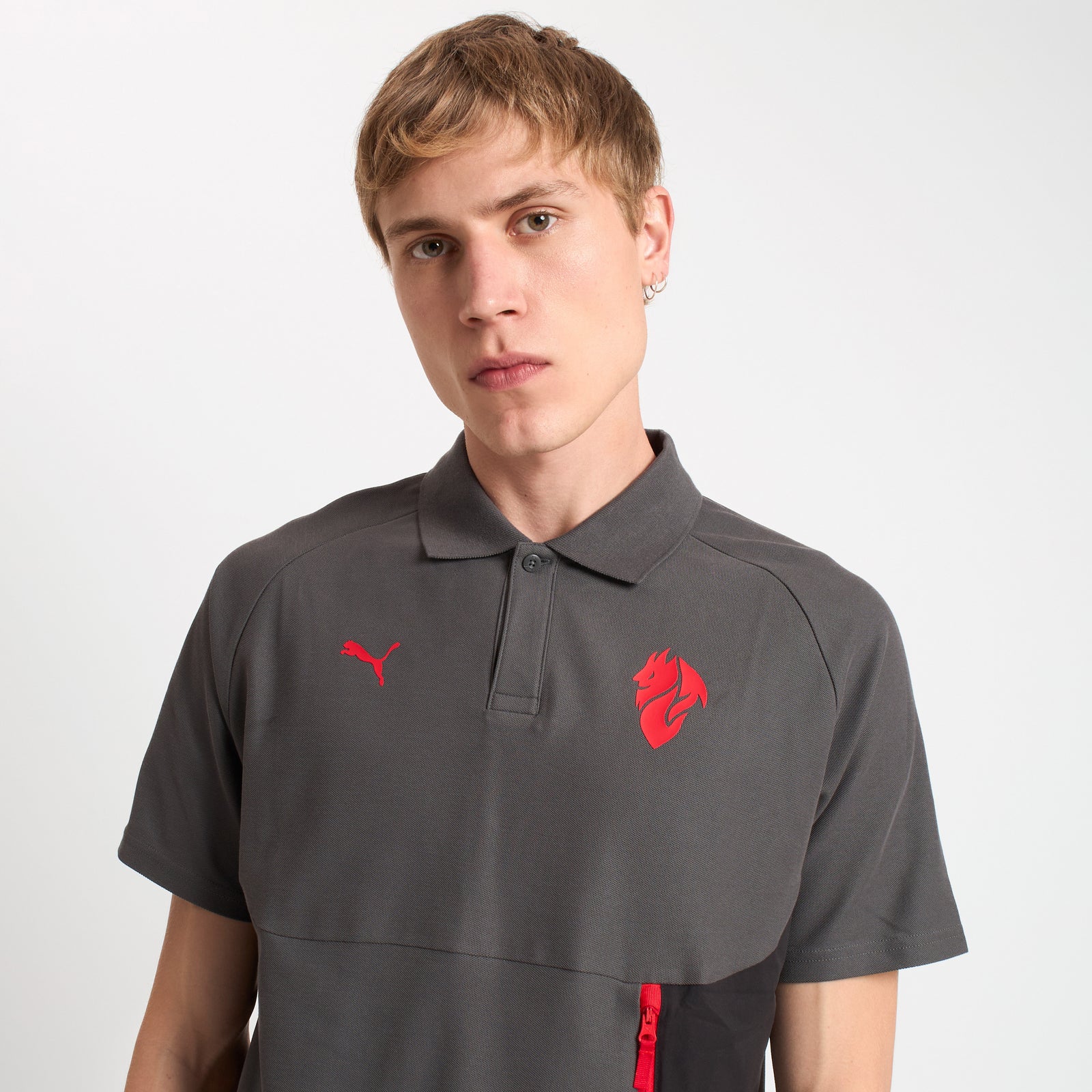 MILAN PUMATECH 2025/26 GREY POLO SHIRT | AC Milan Store
