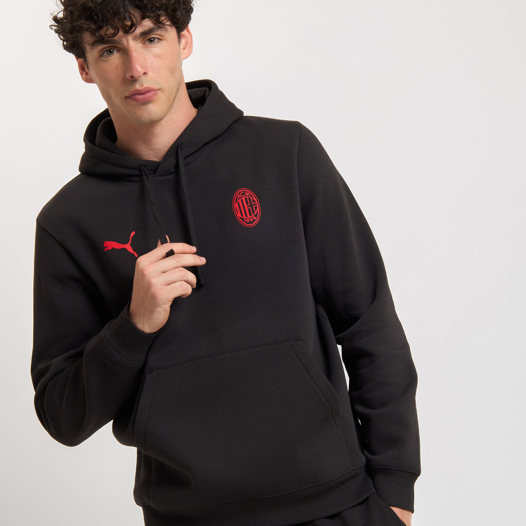 Ac Collection Clothes AC MILAN BLACK HOODIE ESSENTIAL COLLECTION | AC Milan Store