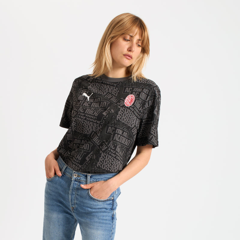 T-SHIRT NERA CON GRAFICA MILAN CULTURE