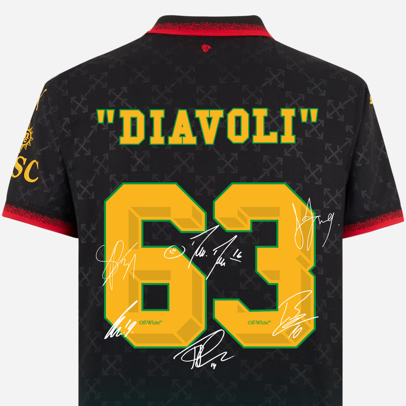 "DIAVOLI" 63  BLACK AUTHENTIC SIGNED JERSEY PUMA X AC MILAN X OFF-WHITE™ 2024/25