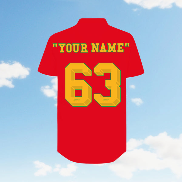 ''YOUR NAME'' 63 MAGLIA AUTHENTIC ROSSA  Puma x AC Milan x Off-White™ 2024/25