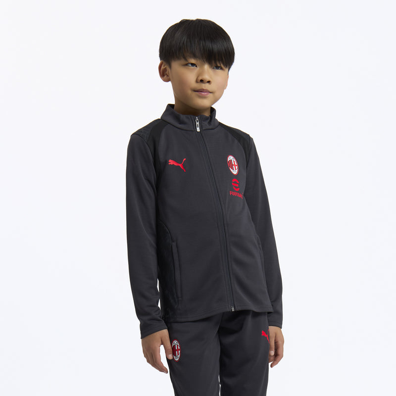 MILAN TRAINING 2026/27 KIDS' DARK GREY JACKET WITH ZIPPER AND