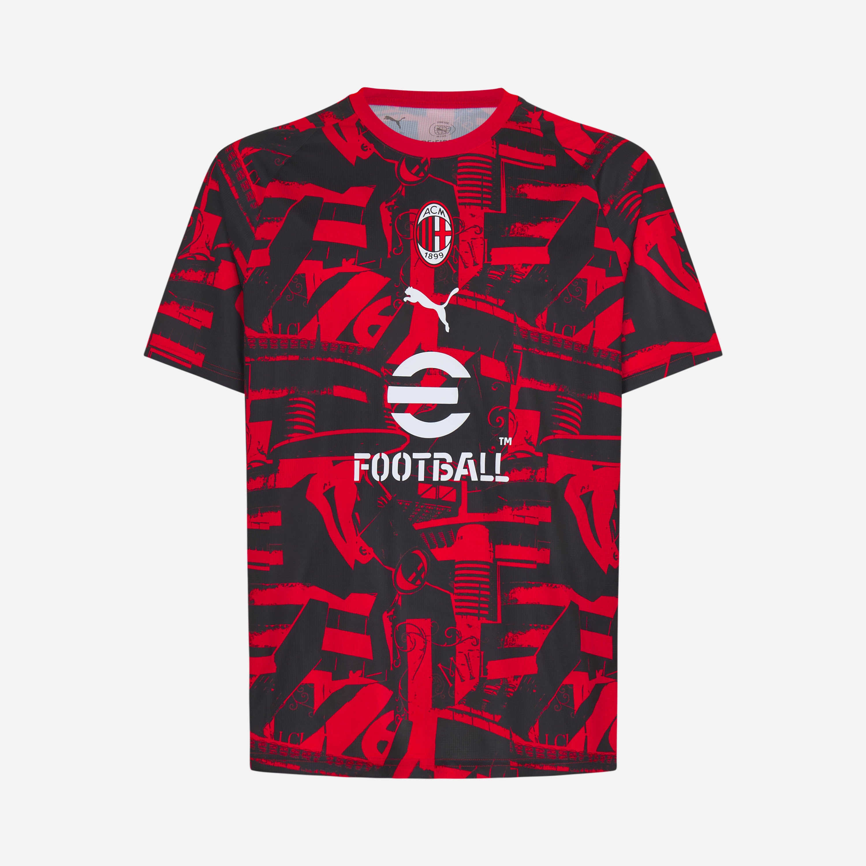 MILAN PREMATCH 2026/27 RED AND BLACK T-SHIRT