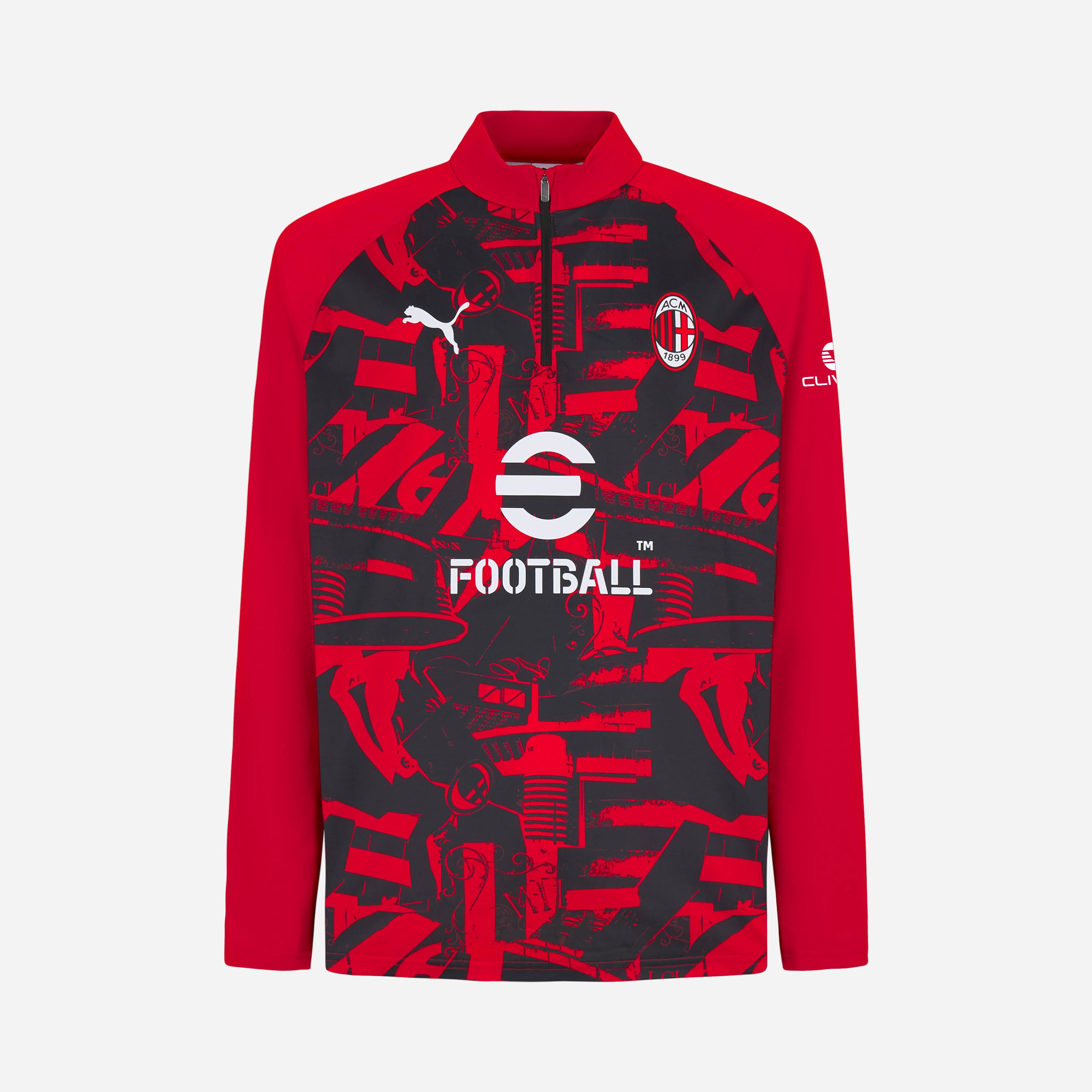 MILAN PREMATCH 2026/27 RED AND BLACK 1/4 ZIP TOP