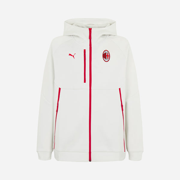 MILAN PUMATECH 2026/27 WHITE JACKET WITH ZIPPER AND HOOD | AC