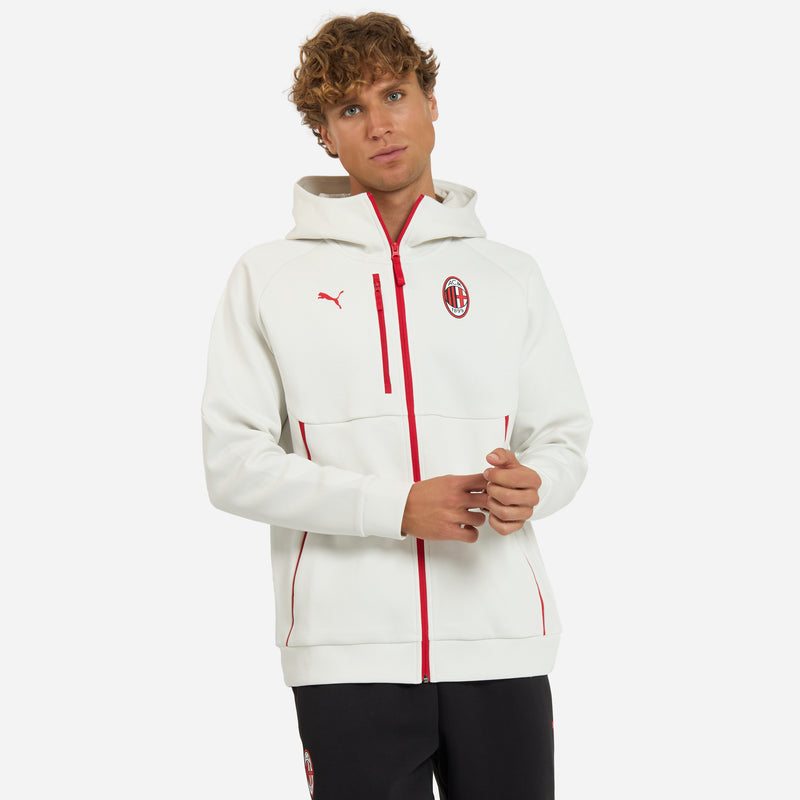 MILAN PUMATECH 2026/27 WHITE JACKET WITH ZIPPER AND HOOD | AC