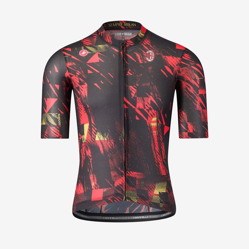 MAGLIA CICLISMO NERA CON DETTAGLI ROSSI CASTELLI X AC MILAN AC