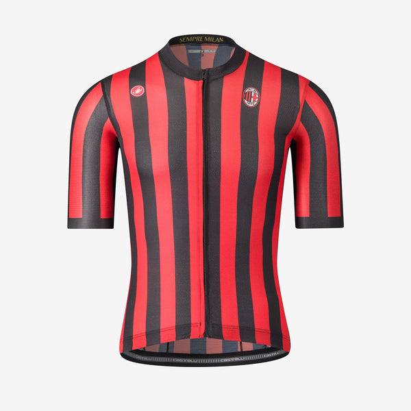 CASTELLI X AC MILAN RED AND BLACK STRIPED CYCLING JERSEY | AC