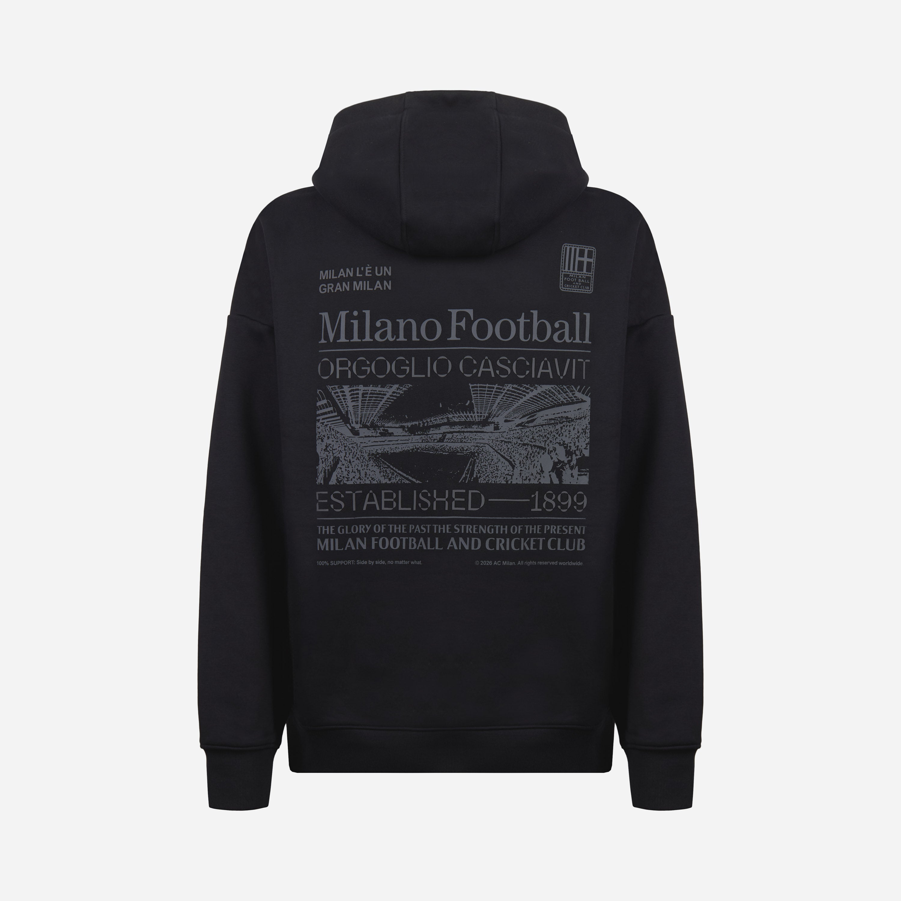 AC MILAN CASCIAVIT BLACK AND GREY HOODIE