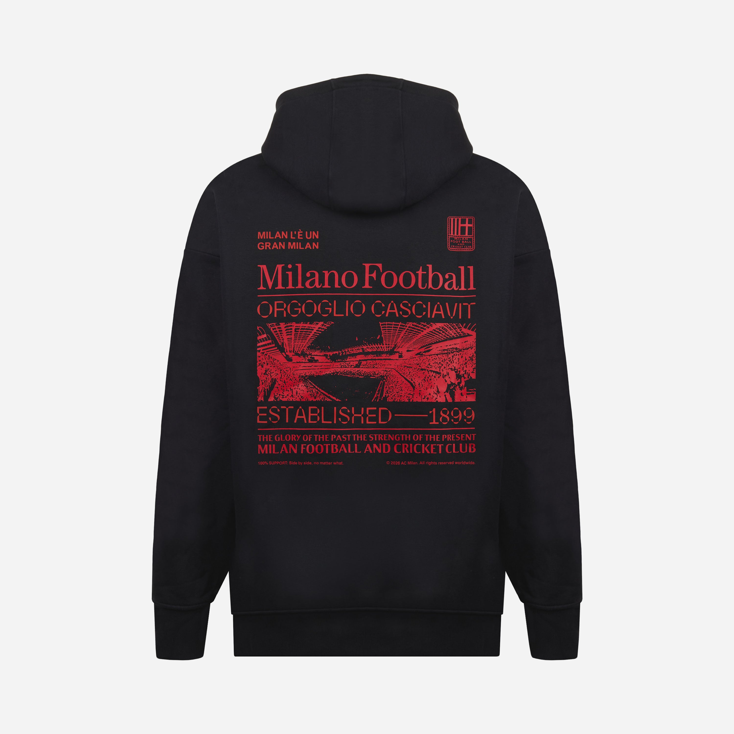AC MILAN CASCIAVIT BLACK AND RED HOODIE