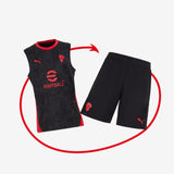 BUNDLE SLEEVELESS BLACK JERSEY + BLACK SHORTS MILAN TRAINING 2025/26