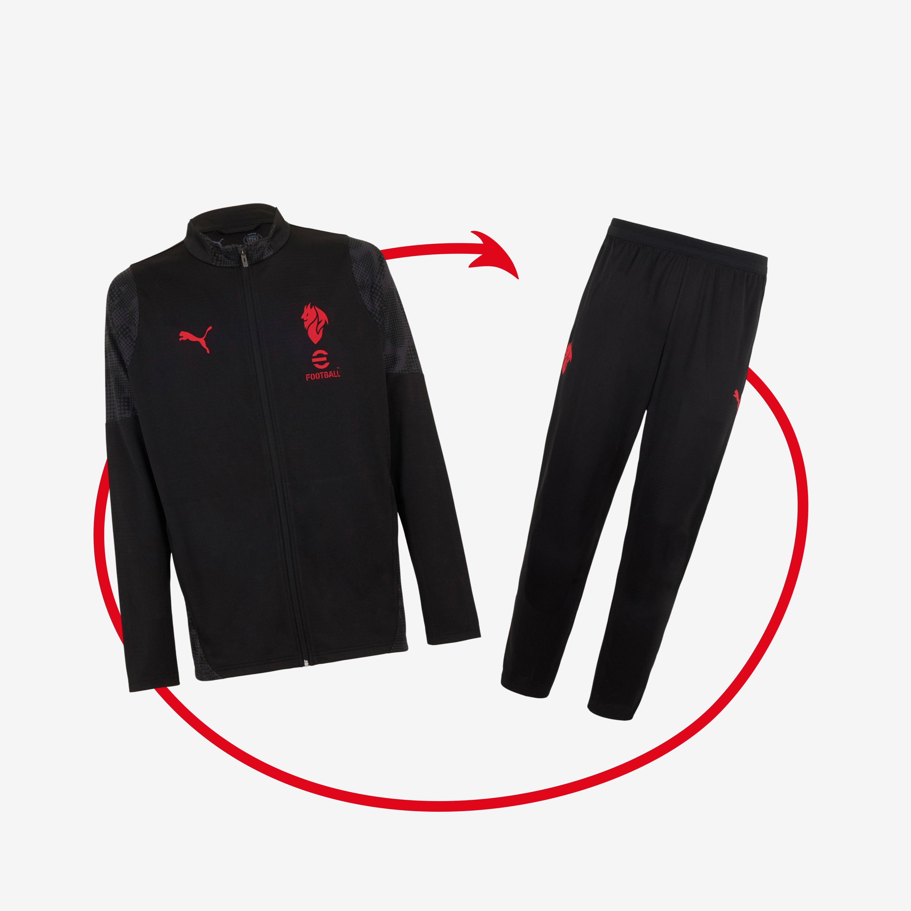 BUNDLE GIACCA NERA + PANTALONI NERI MILAN TRAINING 2025/26