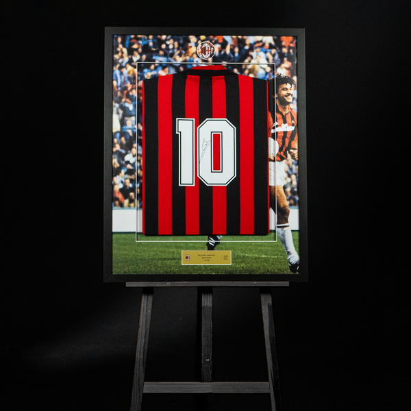 GULLIT AC MILAN SIGNED AND FRAMED HOME JERSEY 1988/89