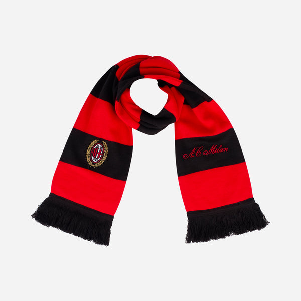 AC MILAN STRIPED SCARF WITH EMBROIDERY