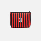 BUNDLE SWIM SHORTS WITH RED AND BLACK STRIPES + BLACK AND RED STRIPED POUCH MC2 SAINT BARTH X AC MILAN
