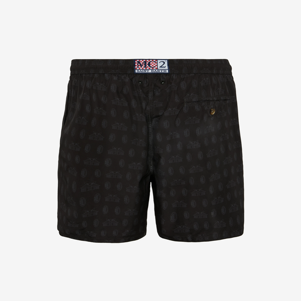 MC2 SAINT BARTH X AC MILAN SWIM SHORTS WITH LOGO AND STADIUM PATTERN