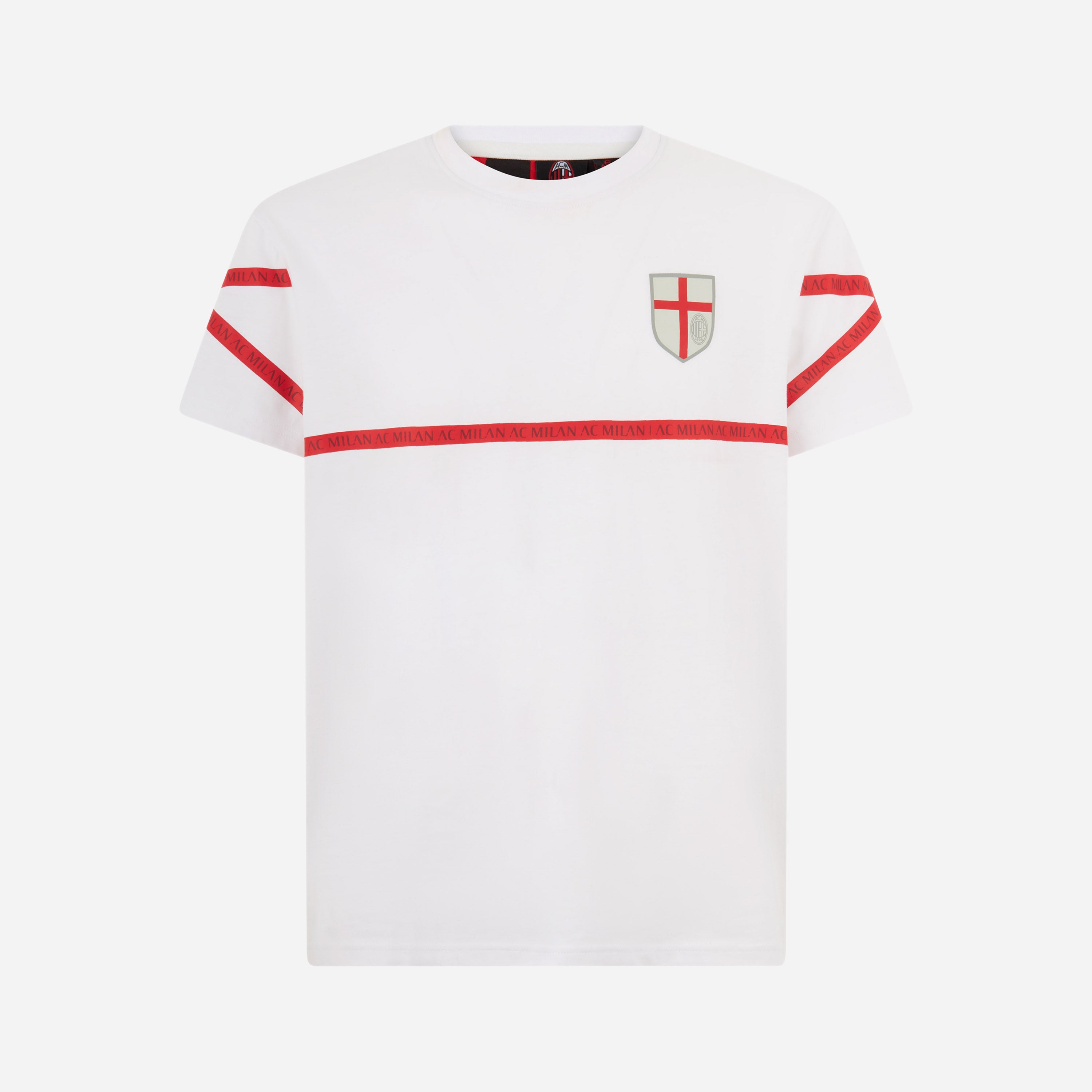 MILAN T-SHIRT WITH AC MILAN ESCUTCHEON AND STRIPES