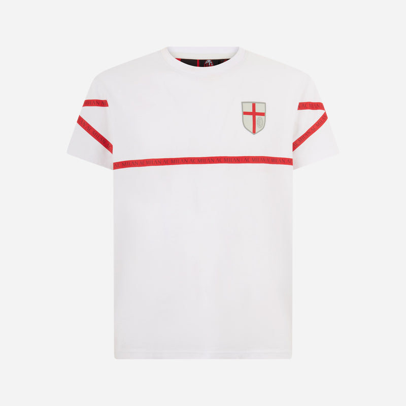 MILAN T-SHIRT WITH AC MILAN ESCUTCHEON AND STRIPES