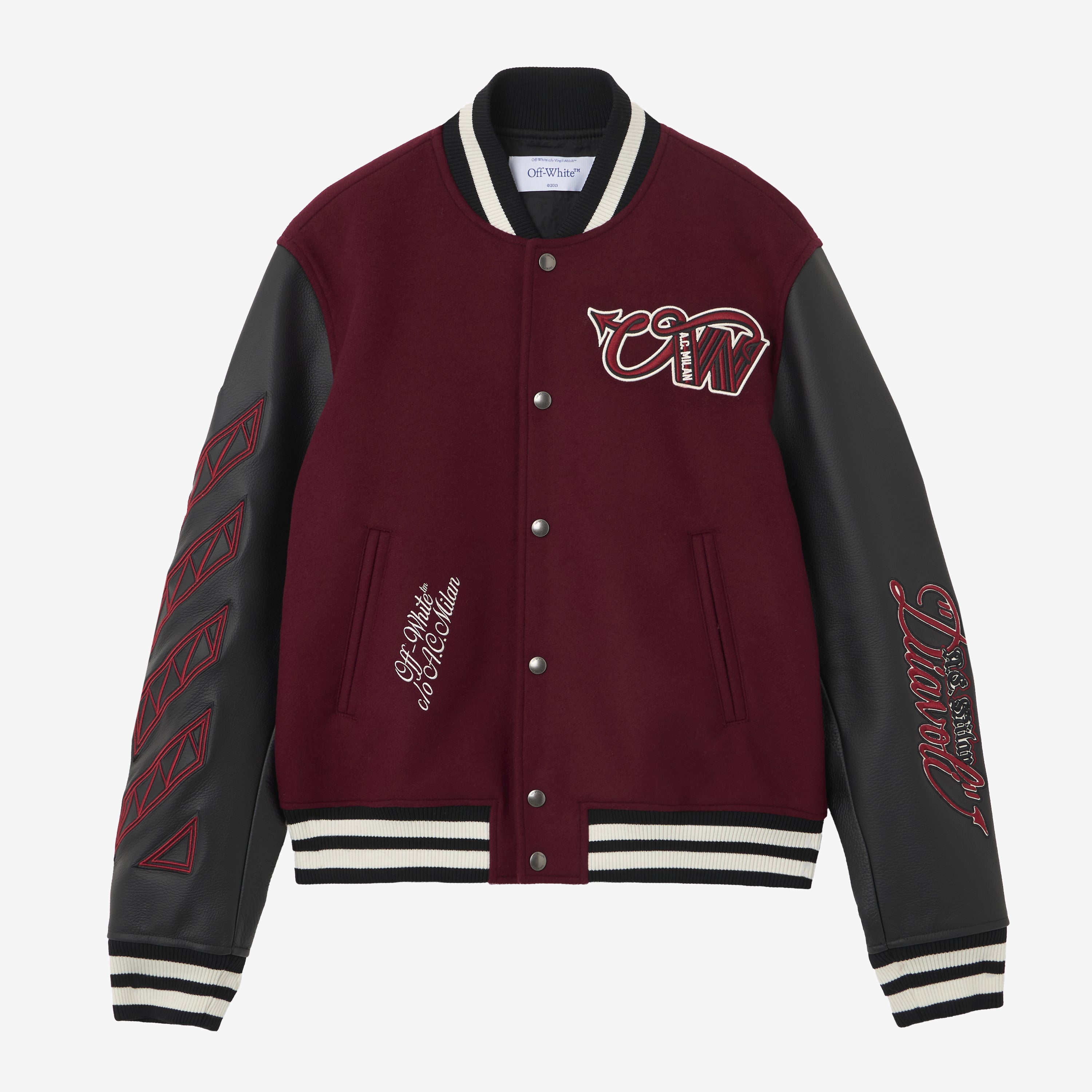 AC MILAN X OFF-WHITE BORDEAUX VARSITY JACKET