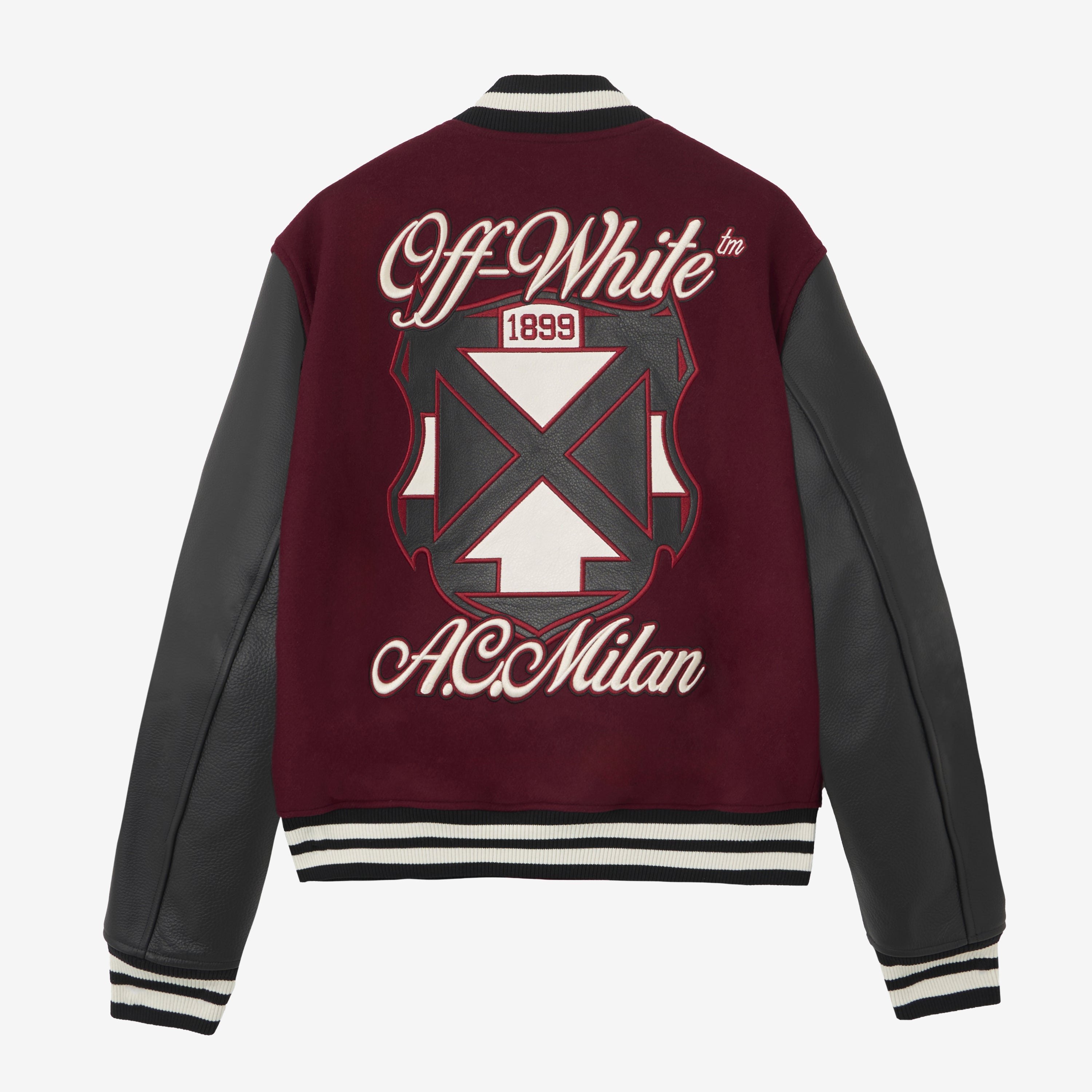 AC MILAN X OFF-WHITE BORDEAUX VARSITY JACKET