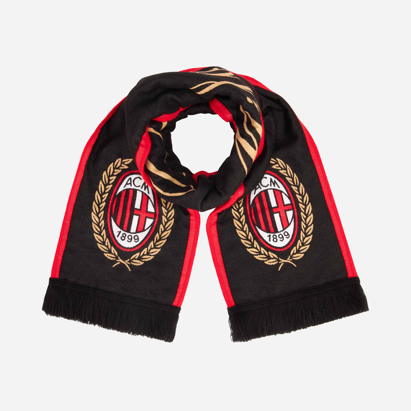 AC MILAN DOUBLE SIDE SCARF WITH LOGO AND GOLD DETAILS