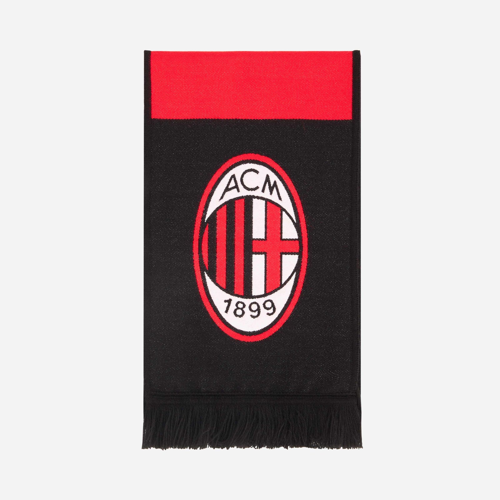 新品　AC Milan adidas スカーフ フリンジ付き 黒/赤 MILAN SCARF WITH EMBROIDERED LOGOS | AC Milan Store