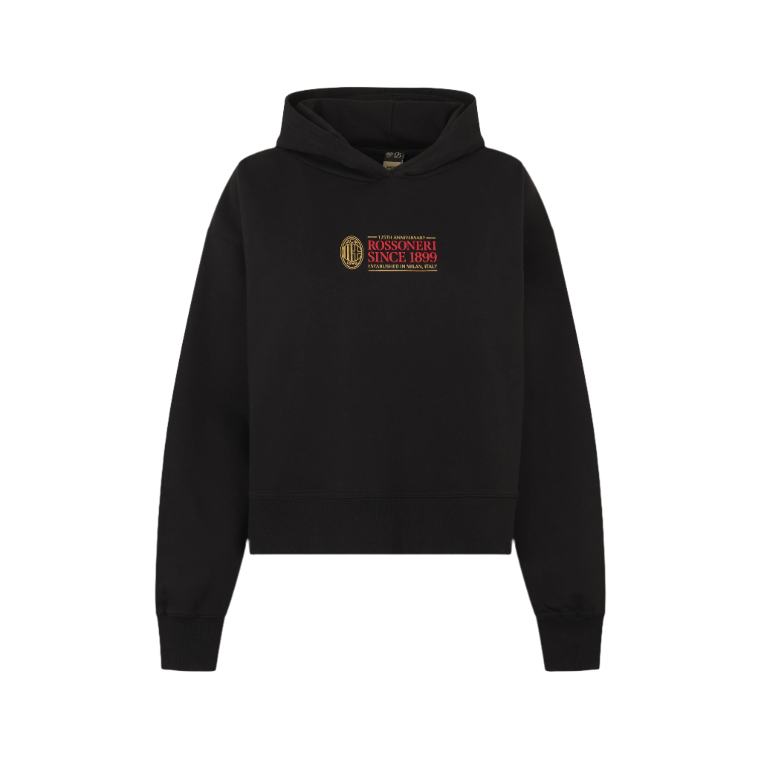 AC MILAN BLACK CROP HOODIE - ROSSONERI SINCE 1899