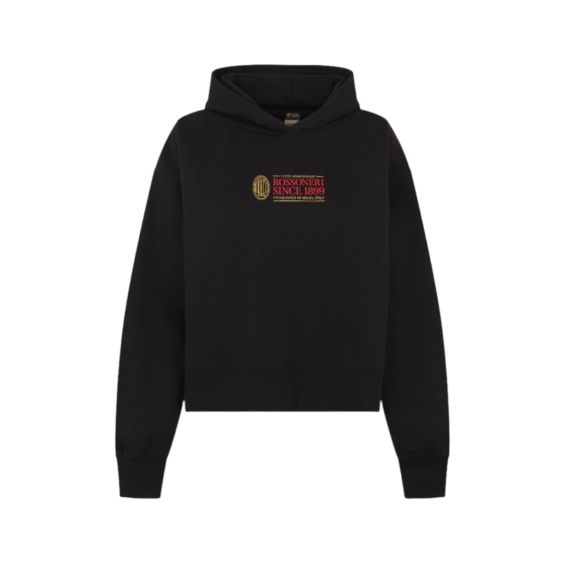 AC MILAN BLACK CROP HOODIE - ROSSONERI SINCE 1899