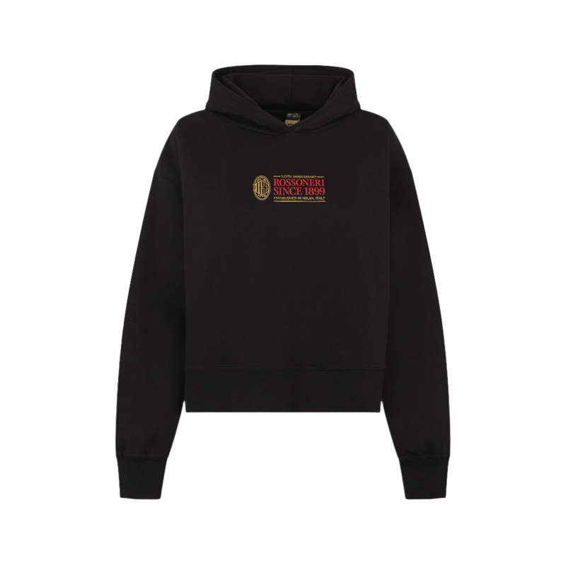 AC MILAN BLACK CROP HOODIE - ROSSONERI SINCE 1899