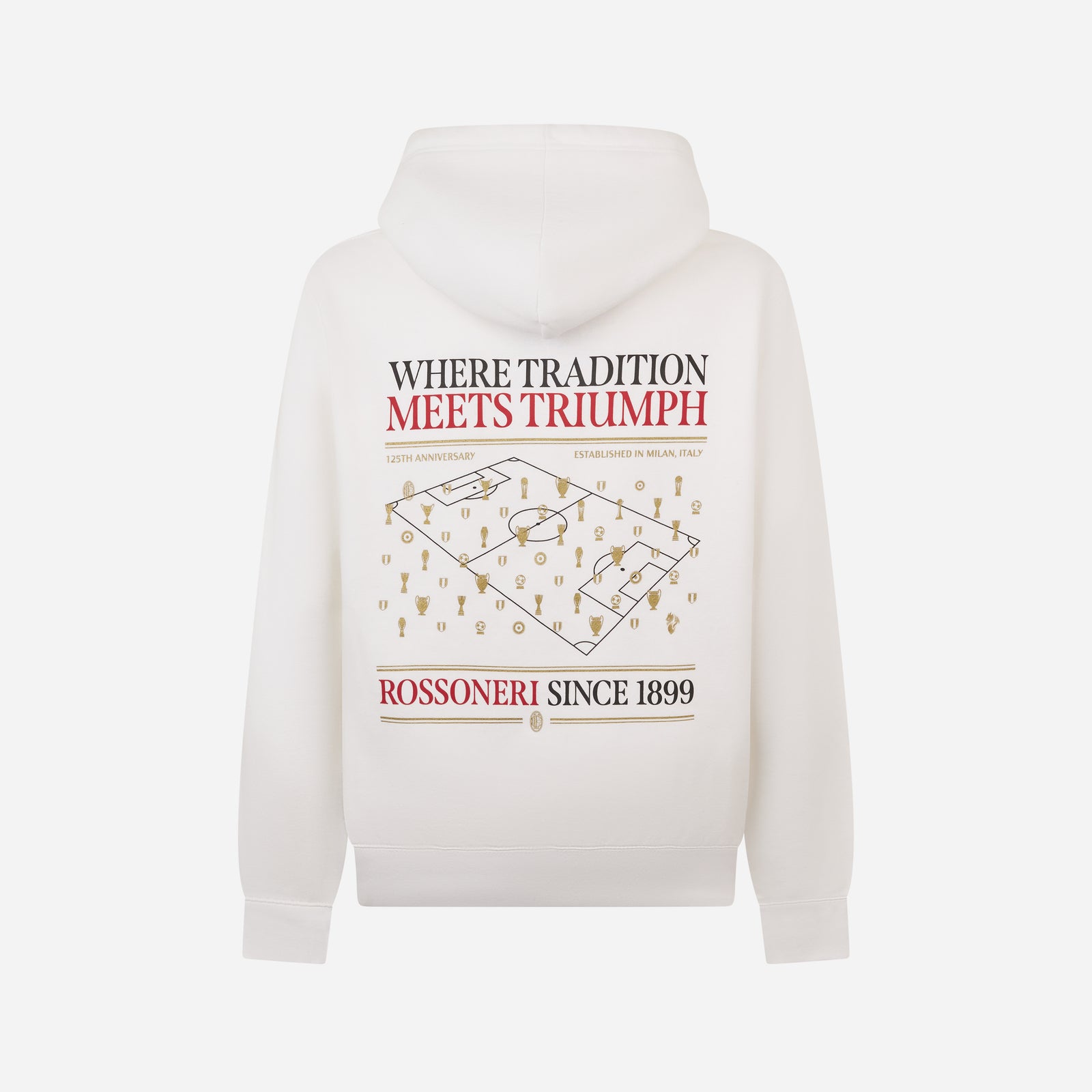 Sweat à Capuche Milano Rossonera Pour Supporters De Football - Blanc, Taille 3XL - Fabriqué En Italie