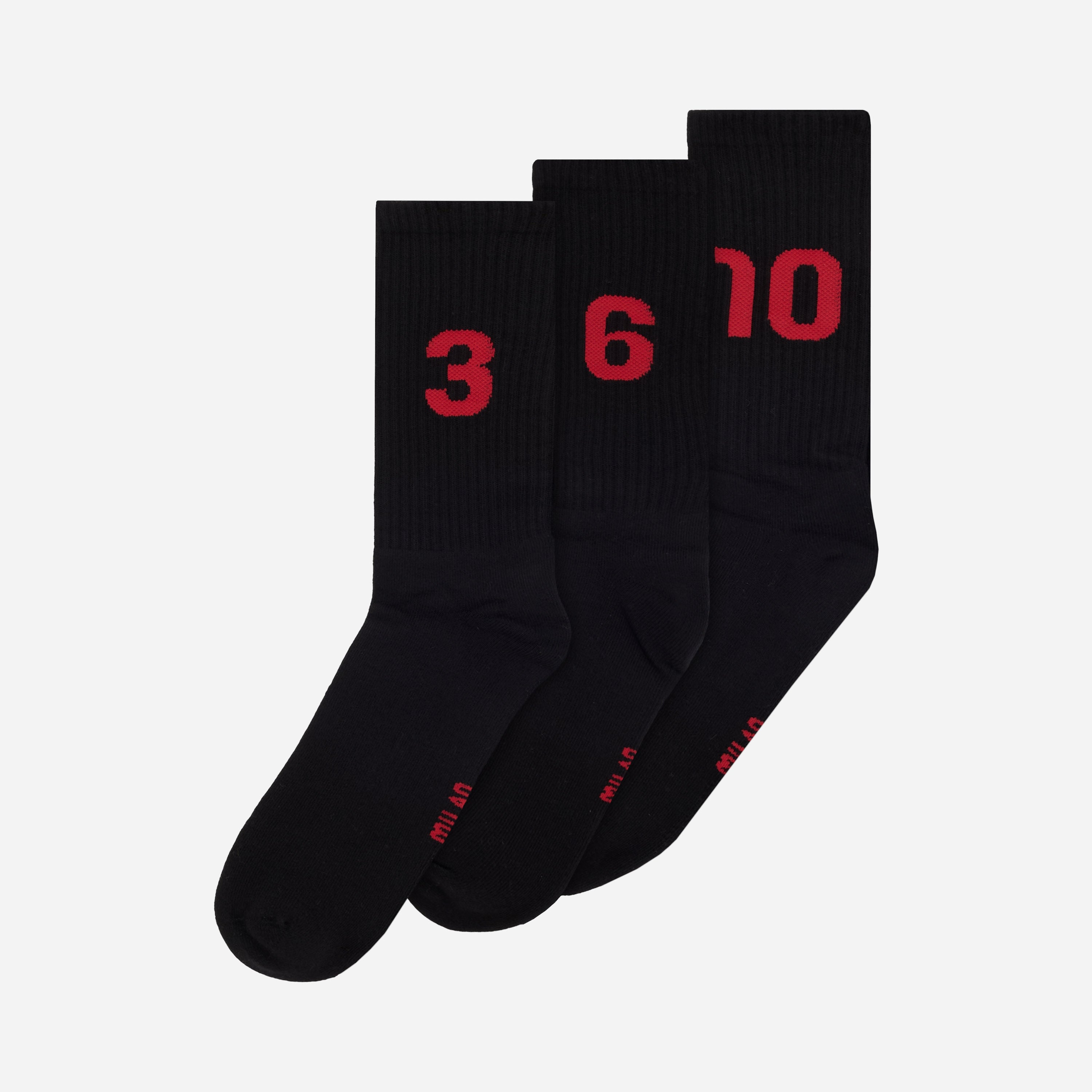 AC MILAN SET OF THREE SOCKS WITH NUMBERS