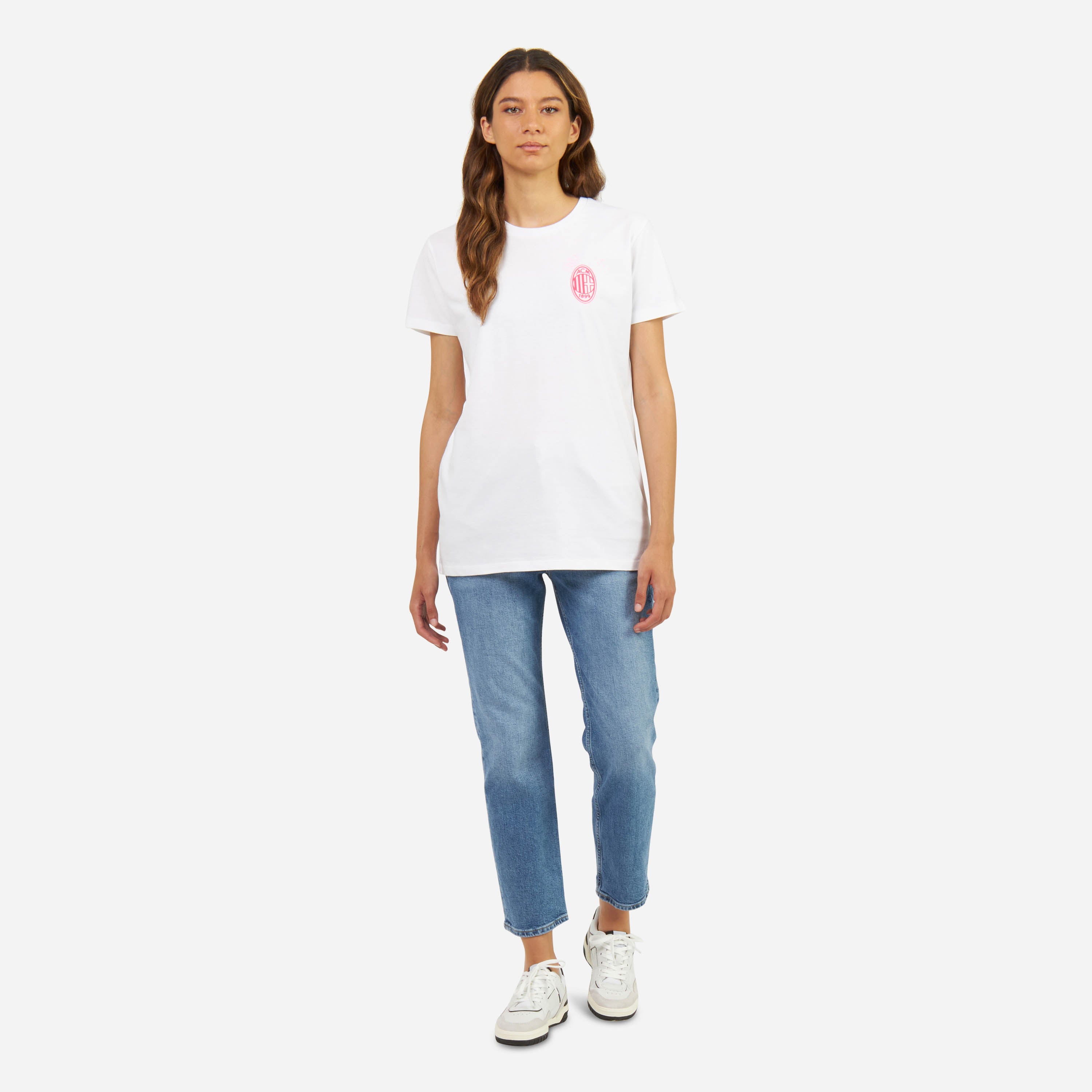 MILAN MONOCHROME T-SHIRT WITH FLUO LOGO WOMAN