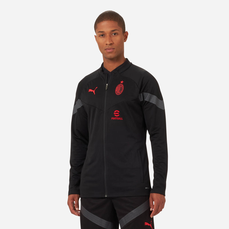 Buy PUMA Men's AC Milan Stadium Poly Jacket with Sponsor Logo, Black/Tango  red, L at
