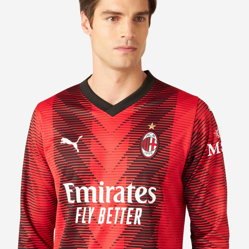 AC Milan No11 L.Ocampos Home Long Sleeves Soccer Club Jersey