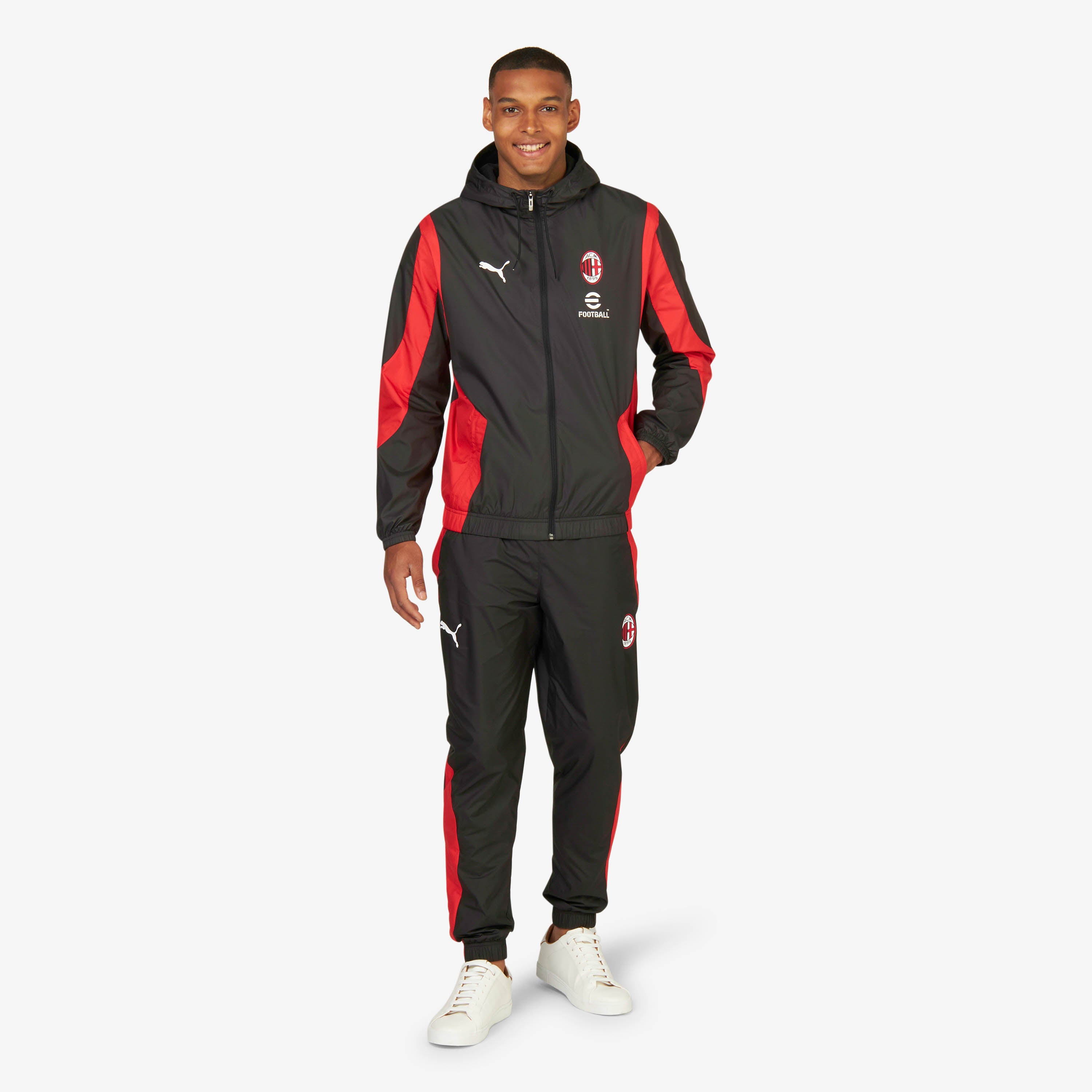 MILAN PREMATCH 2023/24 JACKET WITH ZIPPER AND HOOD