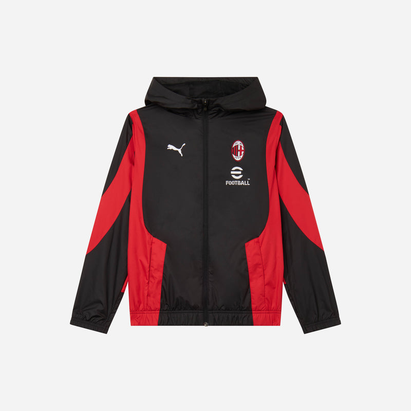 MILAN PREMATCH 2023/24 KIDS’ JACKET WITH ZIPPER AND HOOD | AC Milan Store