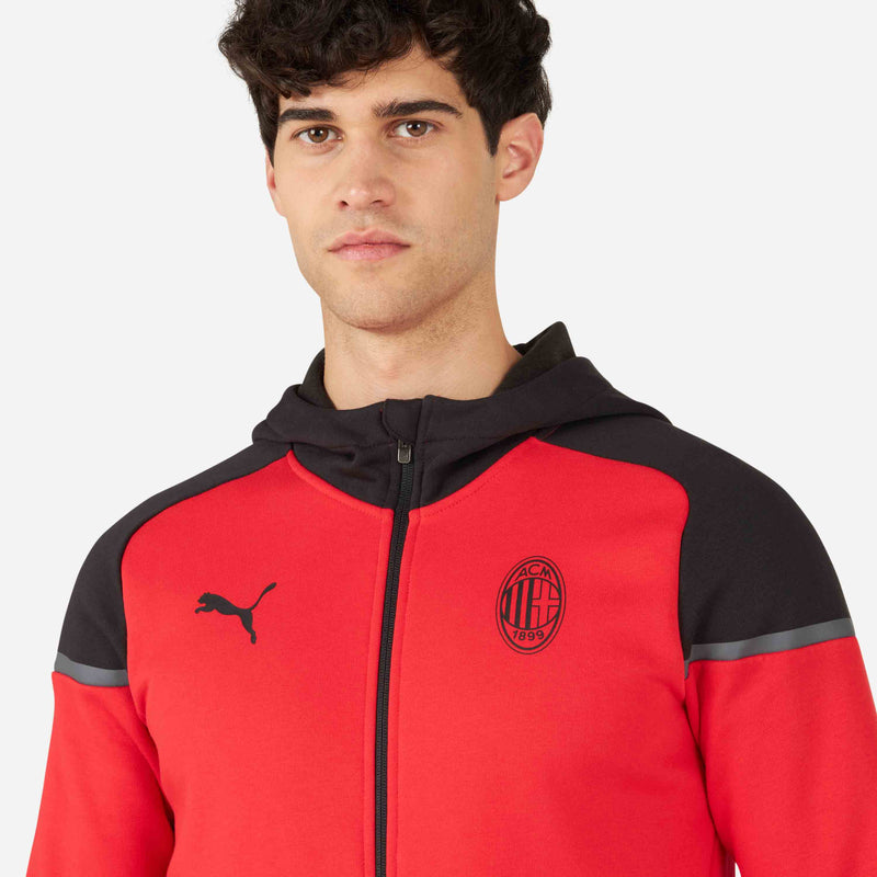 ADIDAS A.C. Milan Jacket Full Zip con Cappuccio Felpa Jacke AZ7103 - Rossa