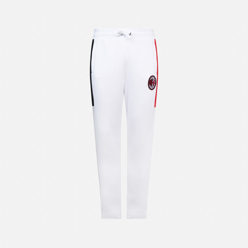 AC MILAN WHITE SWEATPANTS WITH RED & BLACK DETAILS