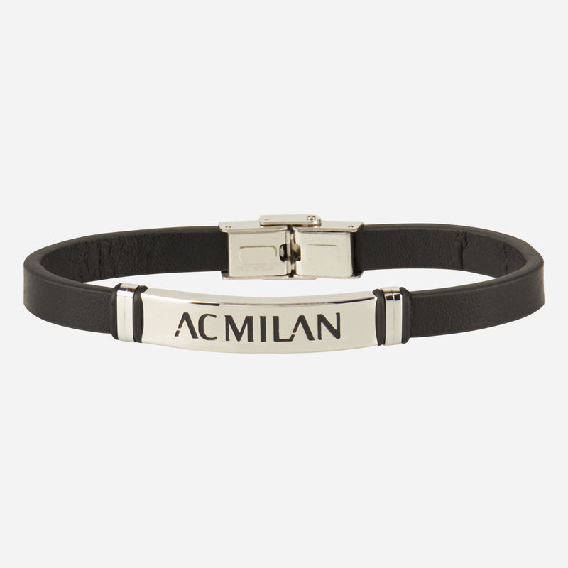 AC MILAN LEATHER BRACELET AND 316L STEEL PLATE