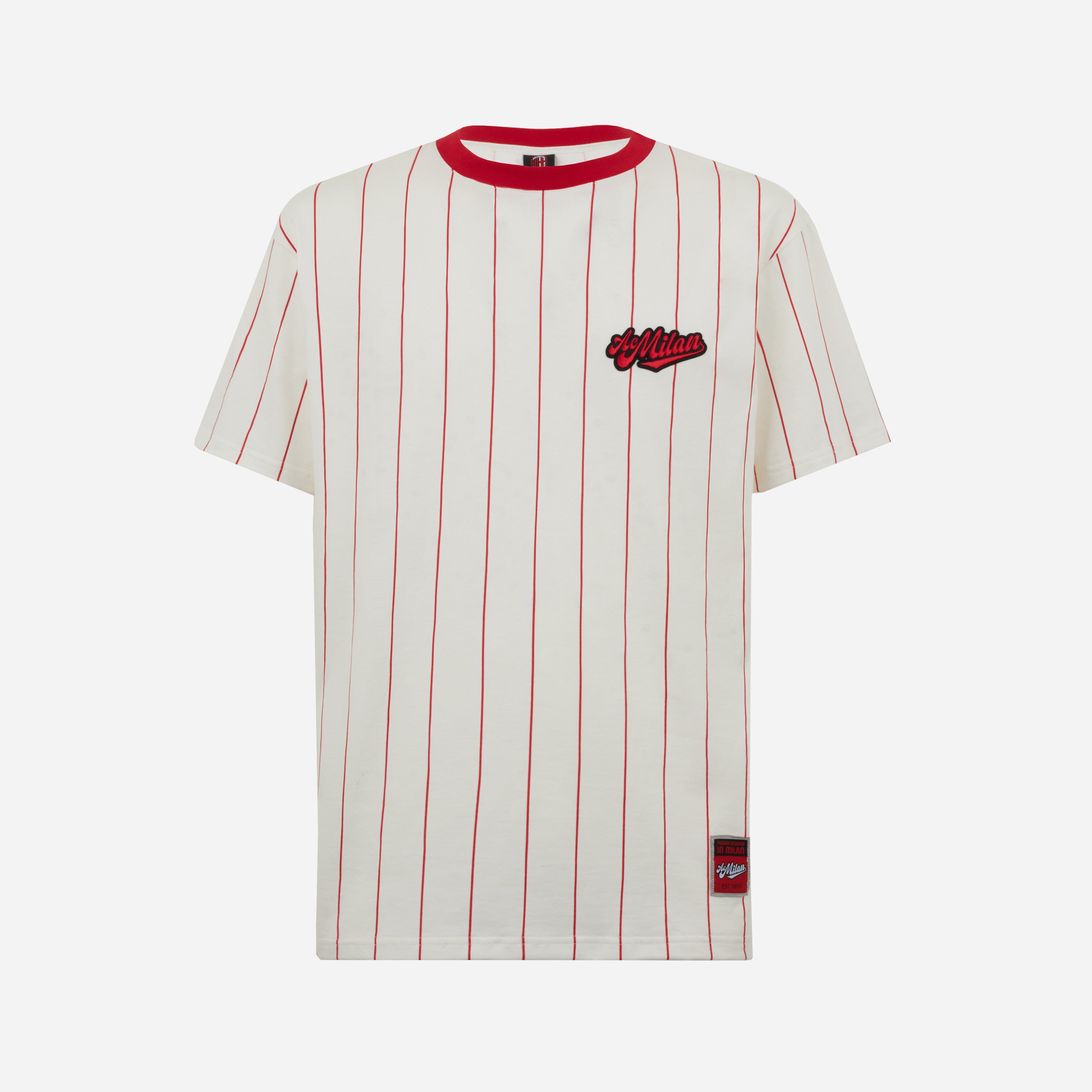 AC MILAN PIN STRIPE T-SHIRT URBAN COLLECTION WHITE